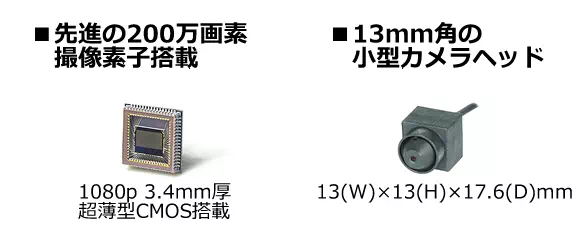 近接撮影対応の200万画素極細マイクロAHDカメラ【AHD-50C】小型カメラヘッド