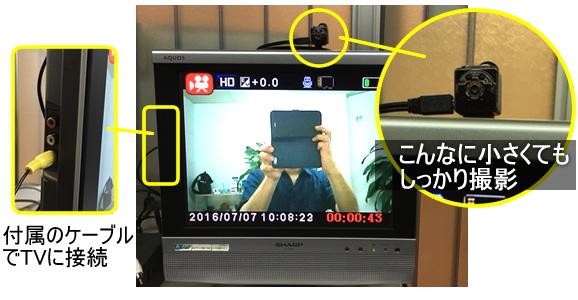 超小型キューブ型ビデオカメラ　TV出力によるリアルタイムモニタリング可能　暗視録画【CN-CUBE01】 テレビ接続