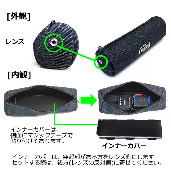 4K動画で10時間撮影できるペンケース型防犯カメラ【CN-PCC4K】各部名称1