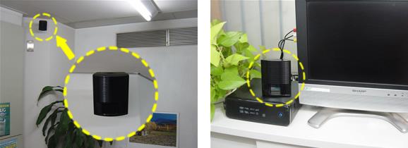 電池で最大9時間録画　スピーカー偽装型小型ビデオカメラ【ITR-170（黒）】 設置例