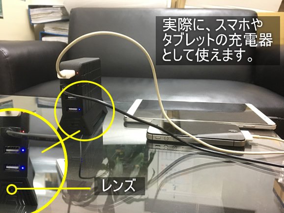 Wi-Fi接続　インターネット接続対応　USBチャージャー擬装型デジタルビデオカメラ【RE-40IP】レンズ部